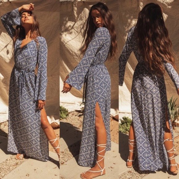 Lulus Mandala Daydream Blue Print Maxi Dress Size Small - Picture 13 of 13